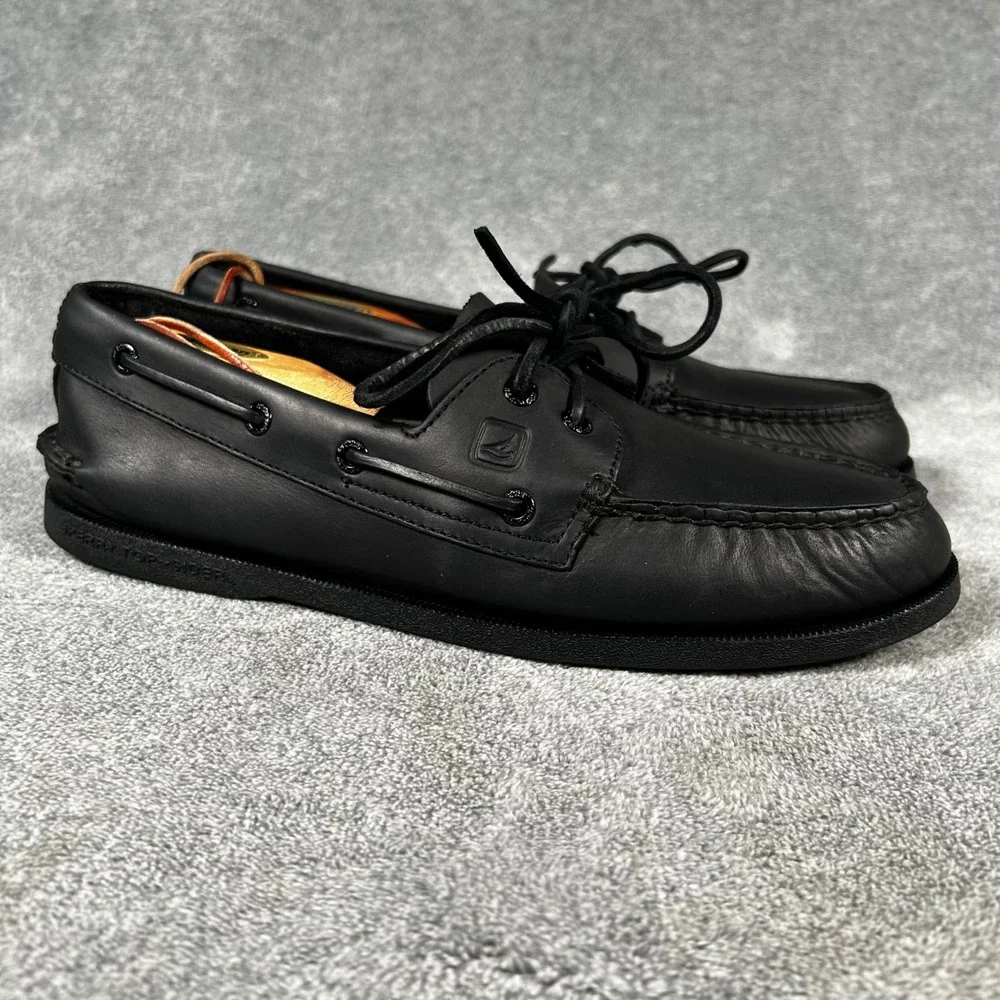 Sperry Top-Sider Boat Shoes Black Authentic Original Mens 10.5 M Leather 0836981